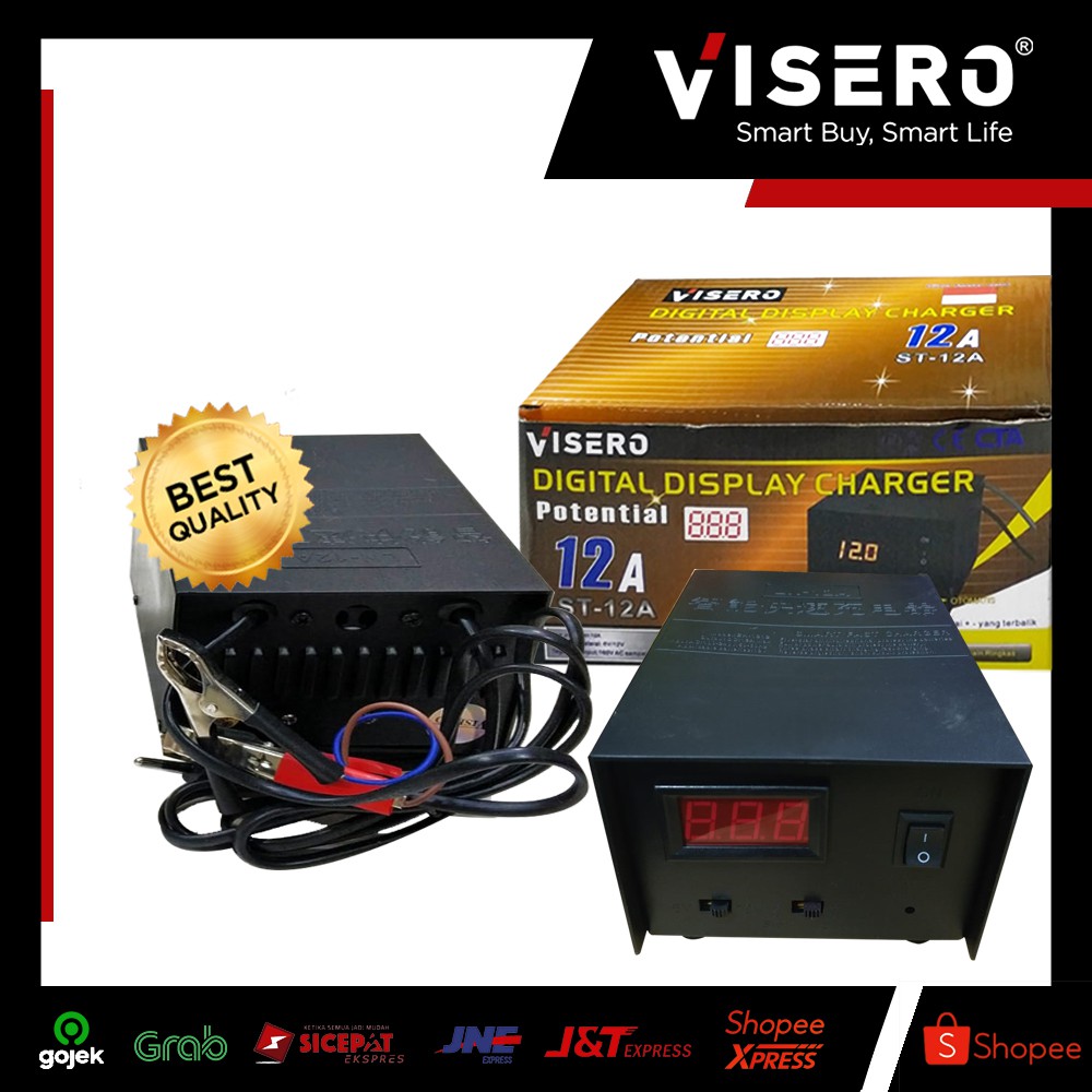 Battery Charger / Charger Aki Digital DC 6V/12V 12A Otomatis Visero - TIDAK BISA MENGGUNAKAN EKSPEDISI J&T - Gambar 2