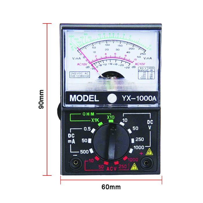 Multitester Analog Kecil YX-1000X + Battery Visero - Gambar 2