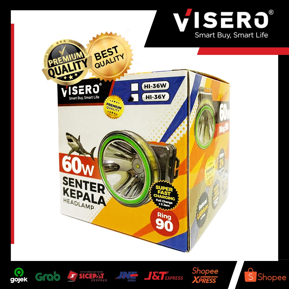 Senter kepala Premium 60W Visero Cahaya Kuning (HI-36Y) - Gambar 2