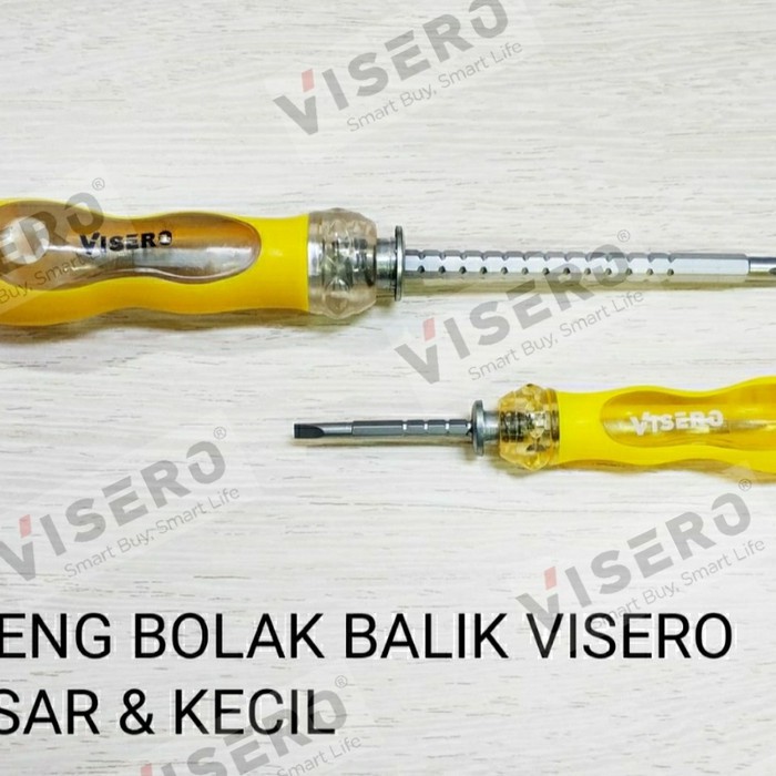 Obeng Bolak Balik 2 Way Plus Minus Besar 4" Visero - Gambar 3