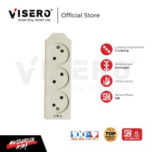 Stop Kontak Arde Tipis 3 Lubang Tanpa Kabel Visero (VT-203)