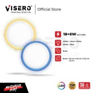 Lampu LED Panel Visero Inbow 18W+ 6W Bulat Cahaya Sinar Putih Biru / White Blue / Warm White (VLP-1018)