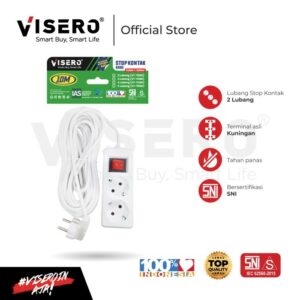 STOP KONTAK ARDE 2 LUBANG 10M+ SWITCH ON/OFF - PUTIH (VT-112SK)